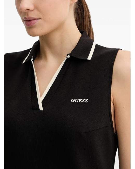 Guess Black Logo-Plaque Sleeveless Mini Dress