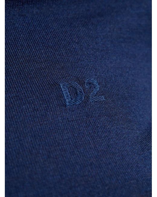 DSquared² Blue Logo-Embroidered T-Shirt