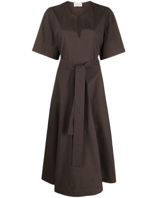 P.A.R.O.S.H. Brown Canyox Belted Maxi Dress