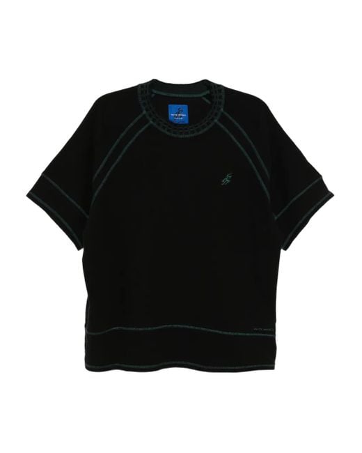 Asics Black Slogan-Embroidered T-Shirt