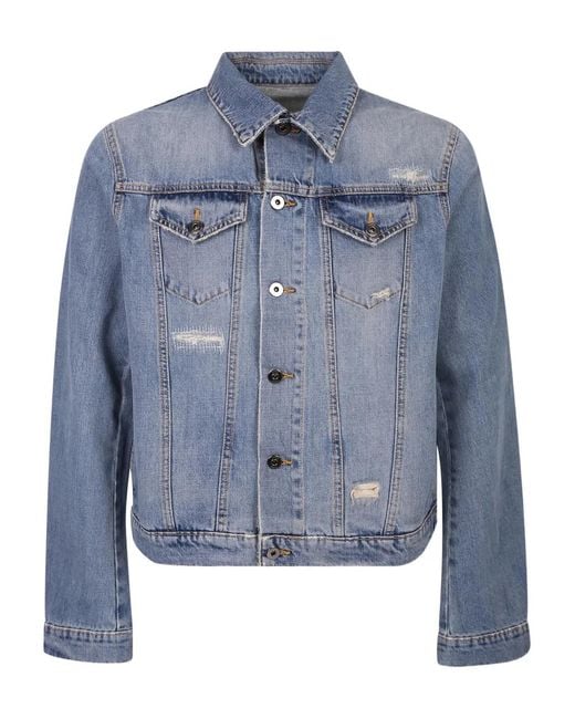 14 Bros Blue Distressed Pocket Denim Jacket for men