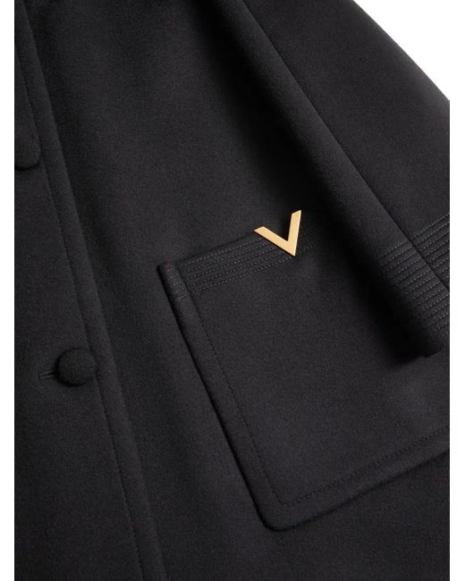 Valentino Garavani Black Wool Drap Coat