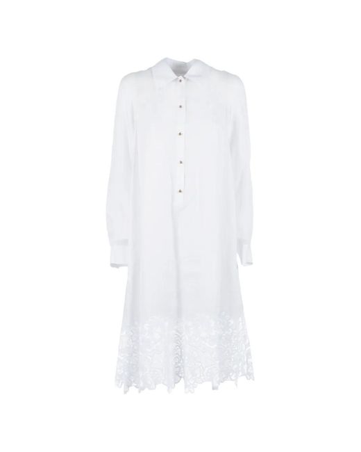 Max Mara White Lace-Trim Shirt Dress