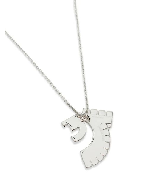 Ferragamo White Deconstructed Gancio Pendant Necklace (42Cm)