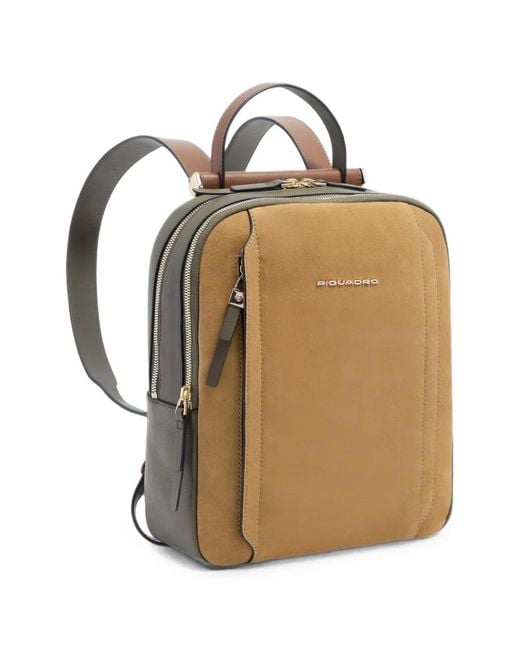 Piquadro Natural Suede Leather Backpack