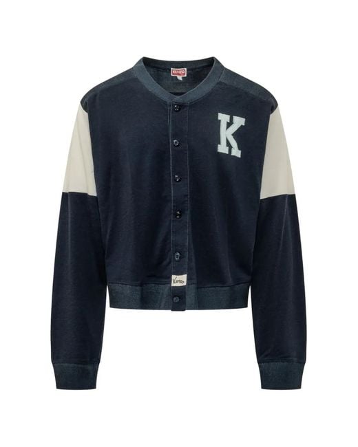 KENZO Blue Logo-Patch Colour-Block Sweatshirt for men