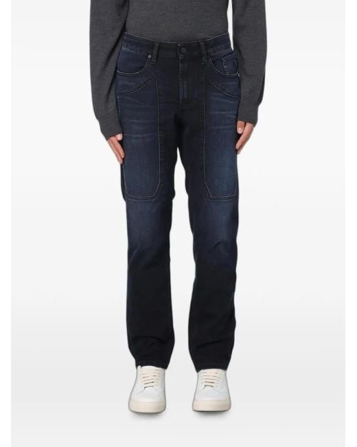 Jeckerson Blue Panelled Slim-Fit Jeans for men