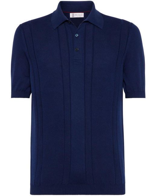 Brunello Cucinelli Poloshirt mit Kontrasteinsätzen in Blue für Herren