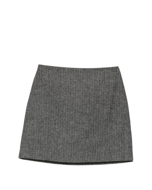 Blazé Milano Gray Herringbone-Pattern Mini Skirt