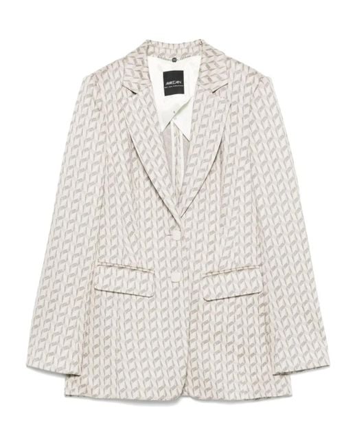 Marc Cain White Graphic-Jacquard Blazer