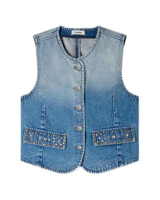 Sandro Blue Denim Vest