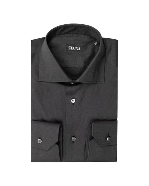 Zegna Black Chemise À Boutonnière Sur Le Devant for men