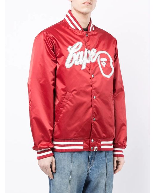 A Bathing Ape Red Logo-Patch Bomber Jacket for men