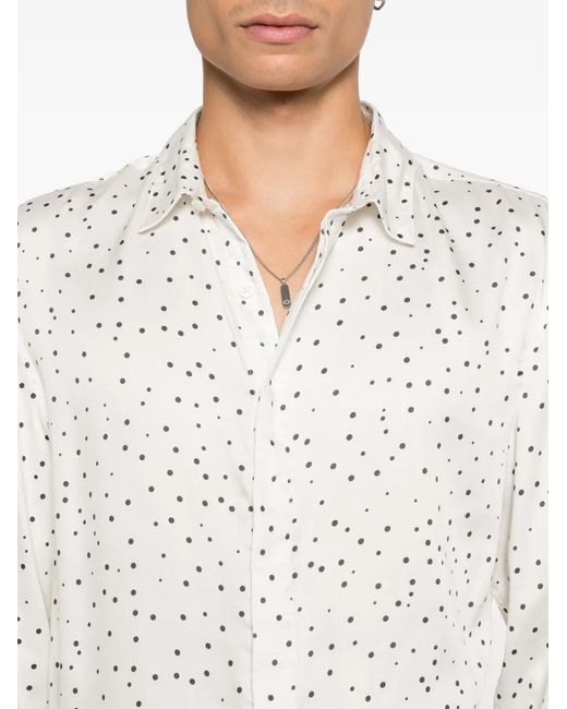 John Varvatos White Dotted-Pattern Shirt for men