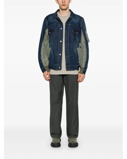 Sacai Blue Patchwork Denim Jacket for men