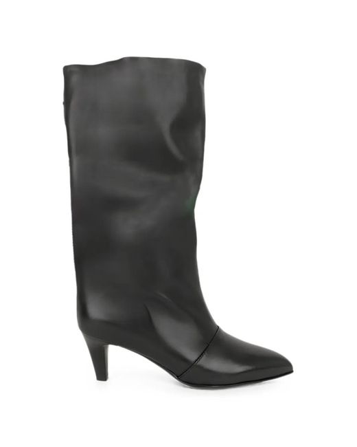 Linda Baumann Black Pointed-Toe Slouchy Boots