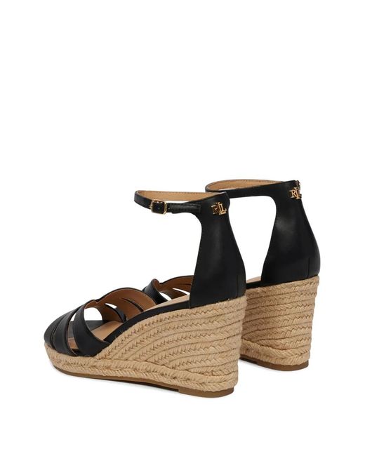 Ralph Lauren Black Espadrilles Nellie À Semelle Compensée