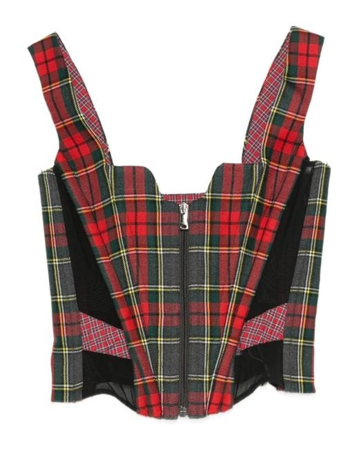 Vivienne Westwood Red Tartan Zip-Front Top