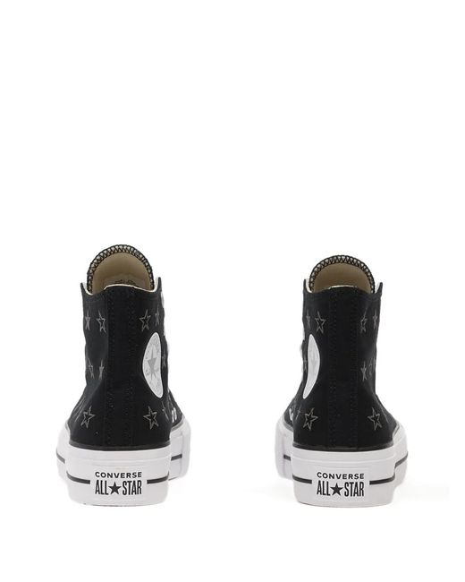 Converse Black Chuck Taylor Star-Embellishment Platform-Sole Sneakers