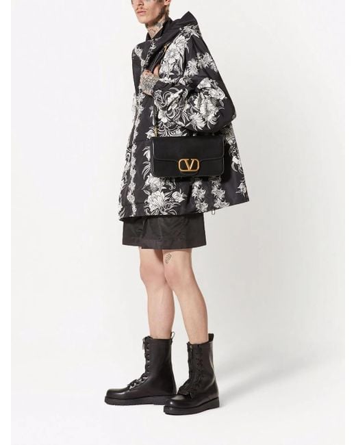Valentino Garavani Gray Graphic-Print Hooded Jacket for men