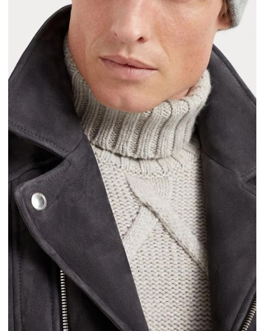 Brunello Cucinelli Gray Cashmere Ribbed Beanie for men