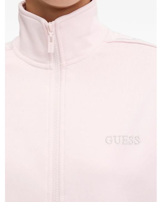 Guess White Zip-Up Sweater