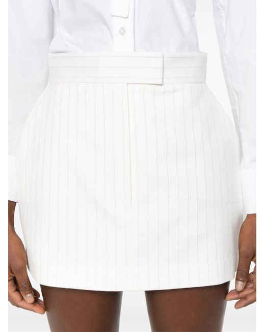 Alex Perry White Pinstripe-pattern Mini Skirt