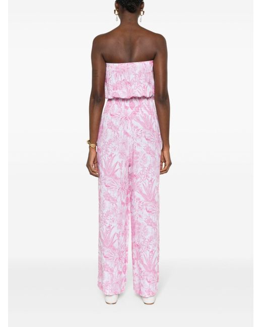 Melissa Odabash Pink Naomi Exotica-print Jumpsuit