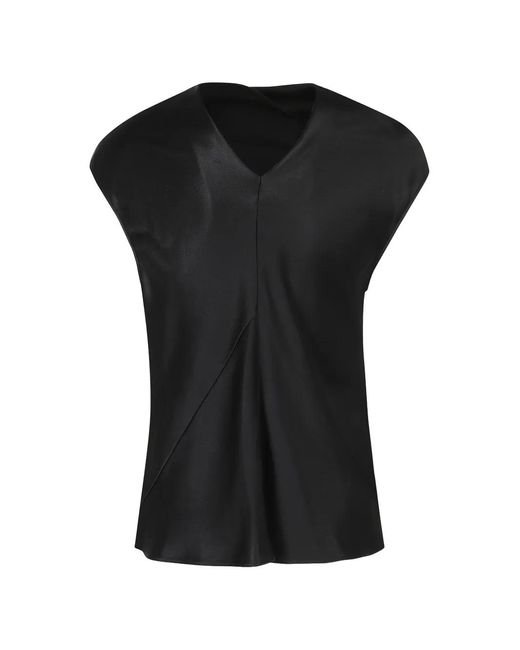 Alberta Ferretti Black Satin-Finish Cowl-Neck Top