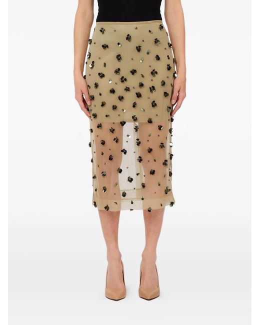 Liu Jo Metallic Floral Embellished Midi Skirt
