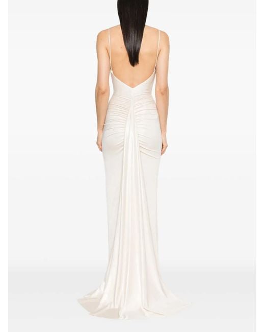 Nissa White Bow-Detailed Maxi Dress