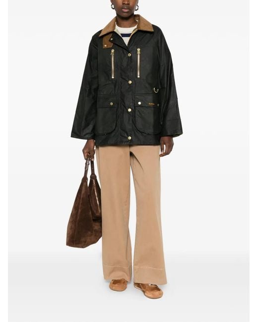Barbour Black Argill Zip-Fastening Patch-Pockets Jacket