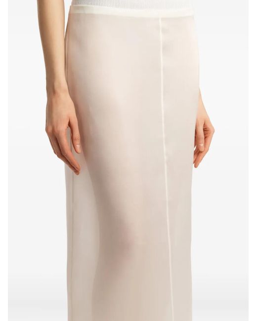 Khaite White Slit Skirt