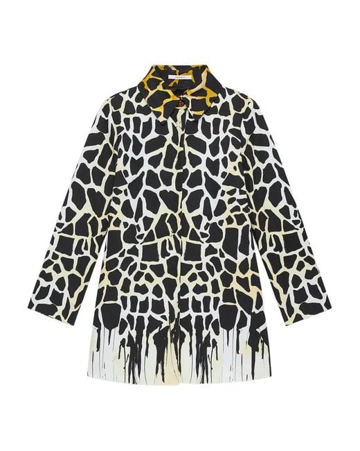 Maliparmi Black Giraffe-Print Drip-Effect Coat