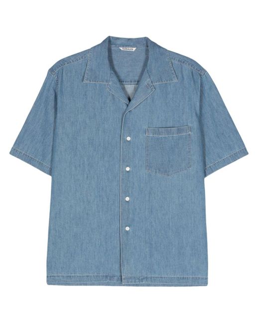Camisa vaquera de manga corta Auralee de hombre de color Blue