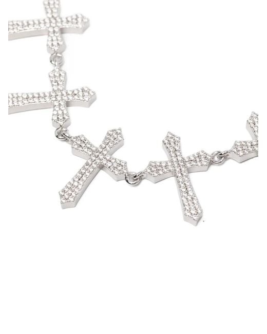 DARKAI White Cross Tennis Crystal-Embellished Necklace