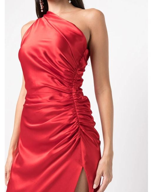 Michelle Mason Red Asym Silk Gown