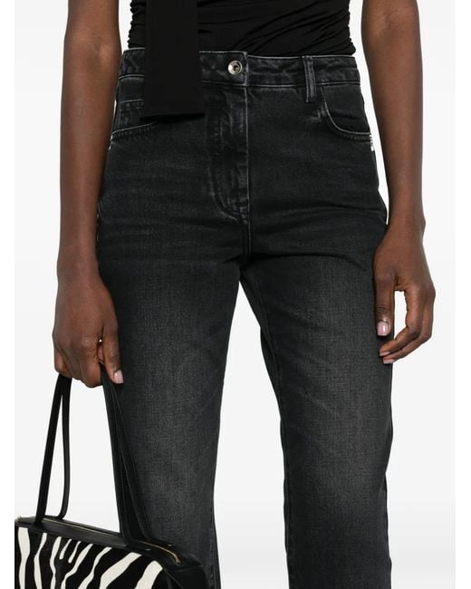 Patrizia Pepe Black Jean Court À Franges