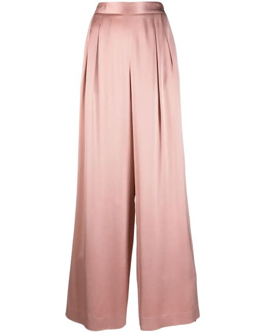Fabiana Filippi Pink Pleated Wide-Leg Satin Trousers