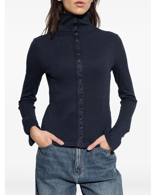 Rag & Bone Blue Button Ribbed Knitwear