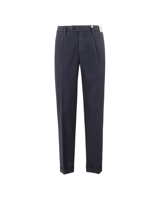 Myths Blue Zeus Pleated Turn-Up Trousers for men