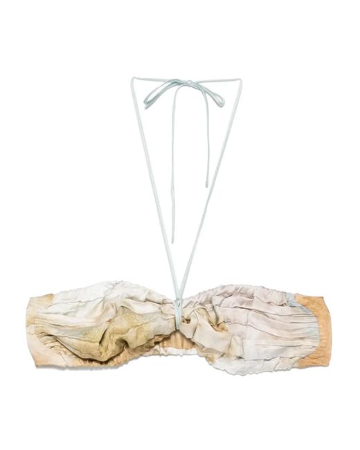 ..,merci White Abstract-Print Bandeau Top