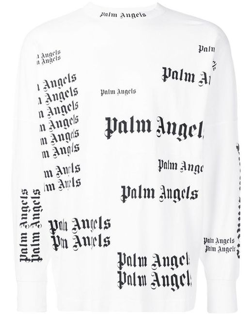 Palm Angels White Ultra Logo Long Sleeve T Shirt for men