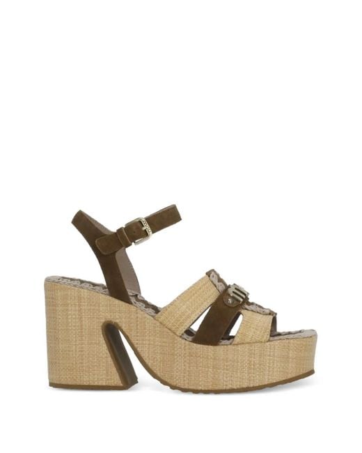 Mou Natural Logo-Plaque Crochet-Trim Sandals