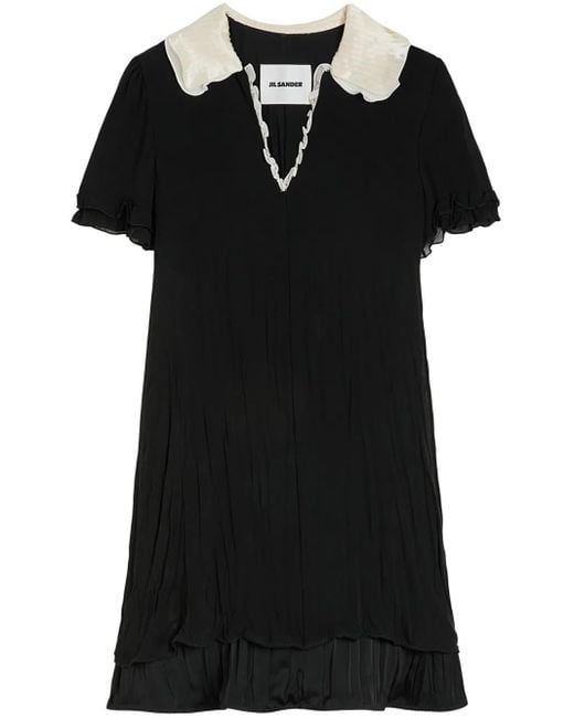 Jil Sander ラッフルトリム ミニドレス Black