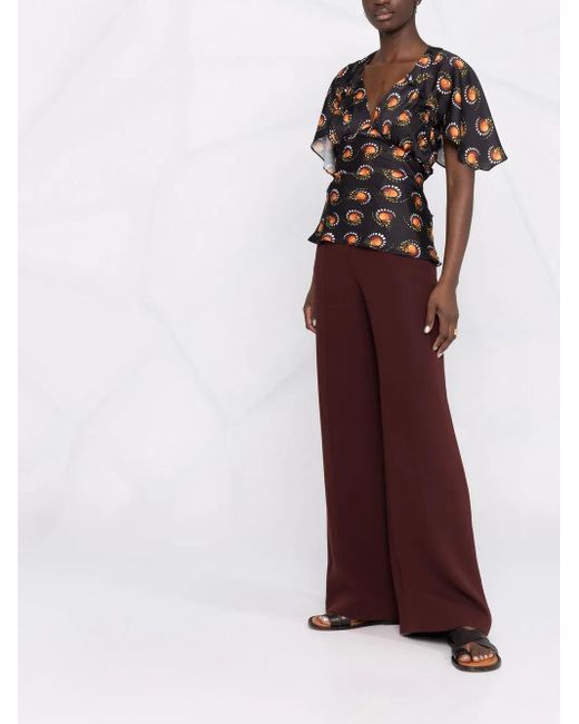 Rabanne Black Motif-Print V-Neck Top
