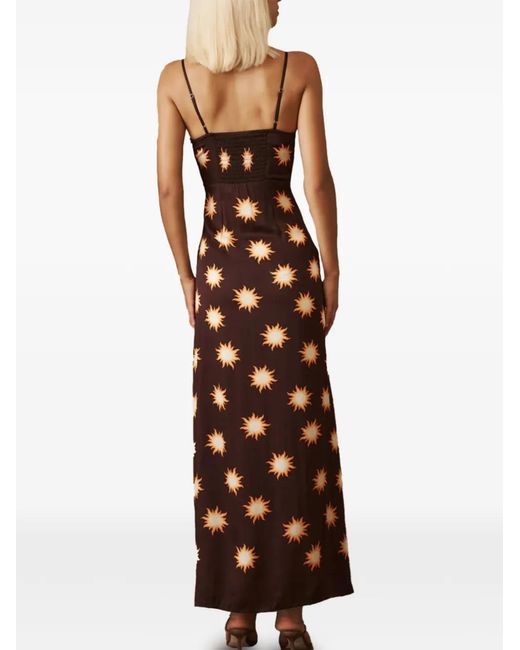 Leslie Amon White Sun Print Maxi Dress