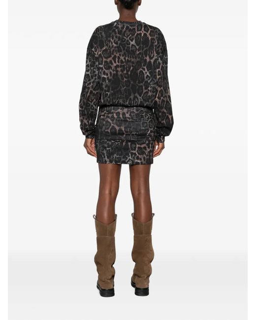 Just Cavalli Black Leopard-Print Mini Dress