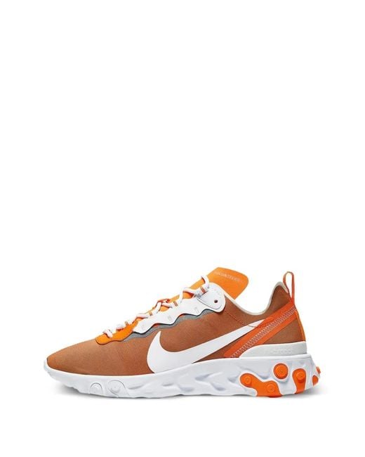 Nike Orange React Element 55 Lace-Up Sneakers for men