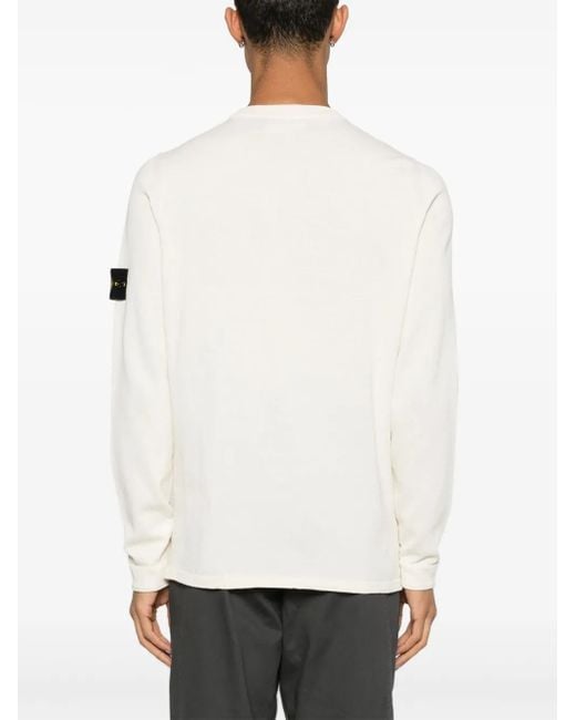 Stone Island Natural Crew Neck Ivory Long-Sleeved Sweater for men